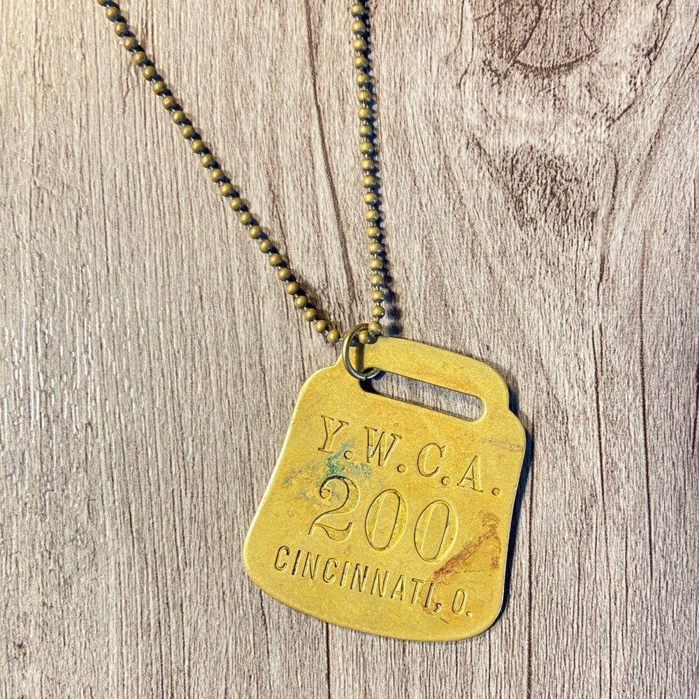 Y.W.C.A. Industrial Locker Tag Pendant Necklace